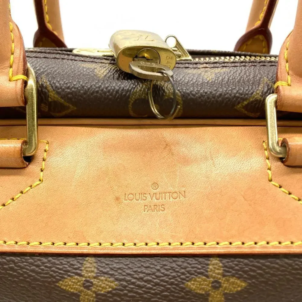 LOUIS VUITTON Authentic Brown Monogram Leather Deauville Tote Bag